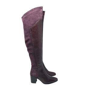 Catherine Malandrino Corie Knee High Suede Leather Burgundy Boots Size 37